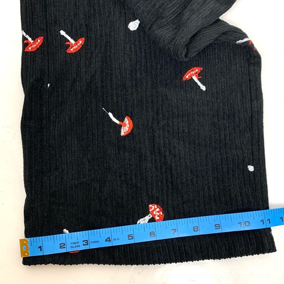 Cider Women S Bib Overalls Embroidered Mushrooms Corduroy Hippie Wide Leg Black - Picture 13 of 16